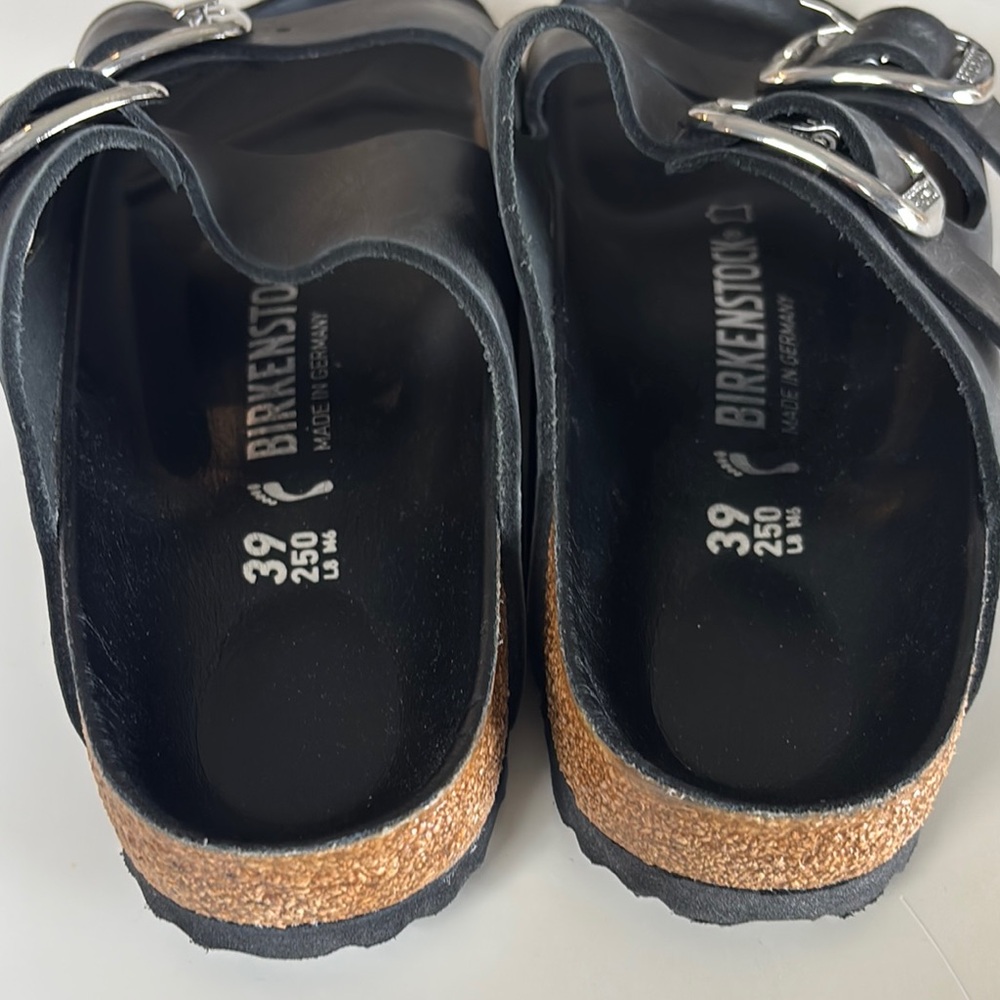 Birkenstock Black Clogs with Cork Footbed and Adjustable Buckles